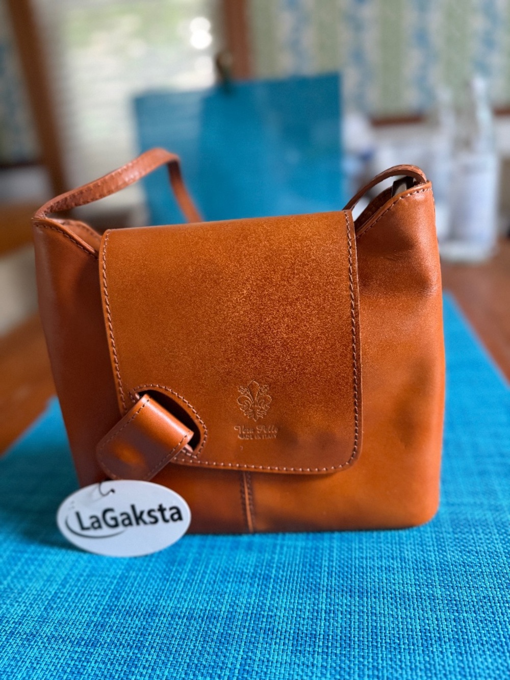 NWT LaGaksta Isabella Italian Leather Crossbody Bag - Tan/Cognac